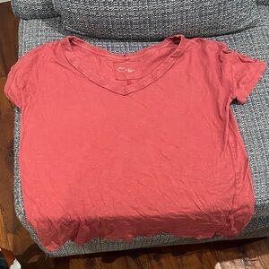 Aerie Coral Short Sleeve V-Neck Tee